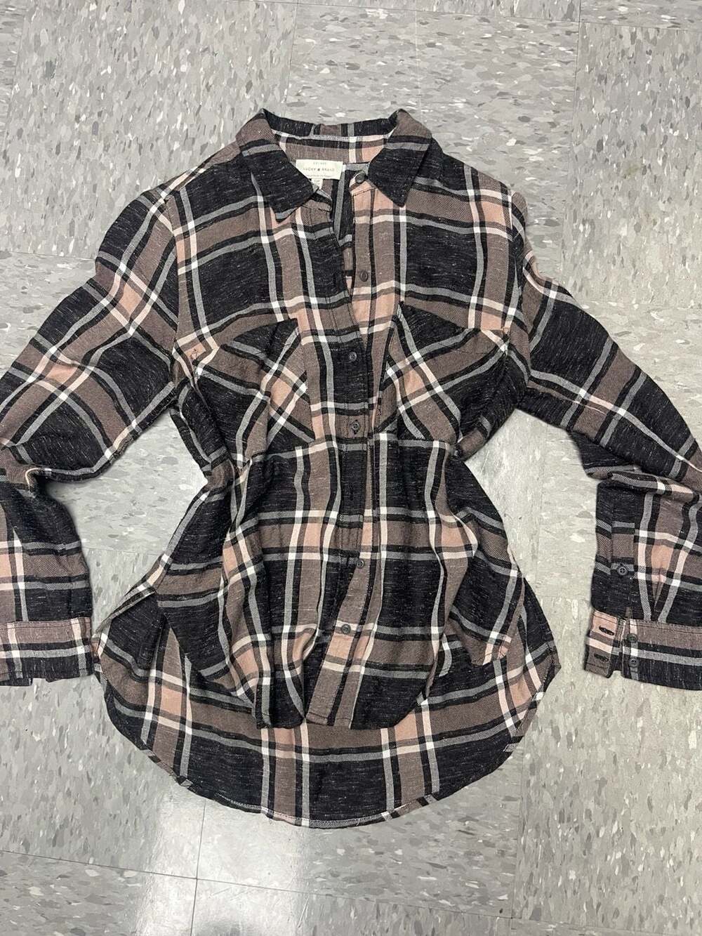 Lucky Brand Women's Long Sleeve Plaid Button-Up Flannel Shirt Size S
